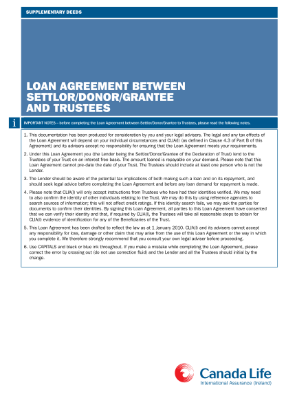 345950047-loan-agreement-between-settlordonorgrantee-and-trustees-cli-ie-adviser-canadalife-co