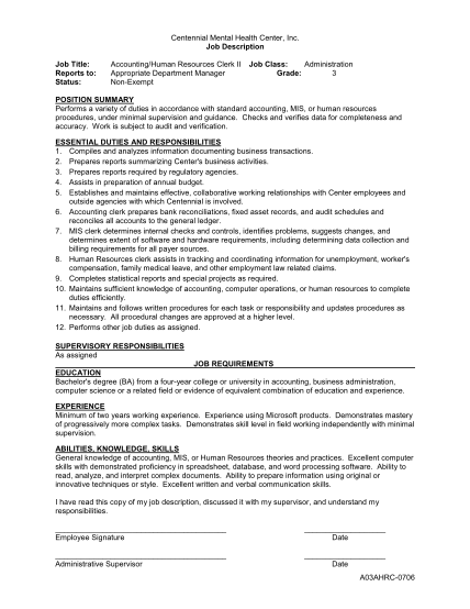 346267188-job-description-job-title-reports-to-status-accountinghuman-resources-clerk-ii-appropriate-department-manager-nonexempt-job-class-administration-grade-3-position-summary-performs-a-variety-of-duties-in-accordance-with-standard