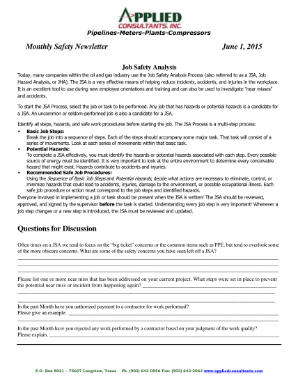 346357454-monthly-safety-newsletter-june-1-2015-questions-for-discussion