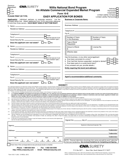 34650399-form-10-e-application-willis-national-bond-program-cna-surety