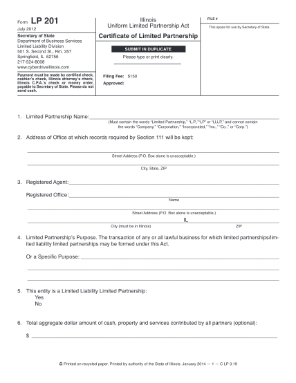 34685335-print-form-lp-201-illinois-uniform-limited-partnership-act-july-2012-secretary-of-state-department-of-business-services-limited-liability-division-501-s