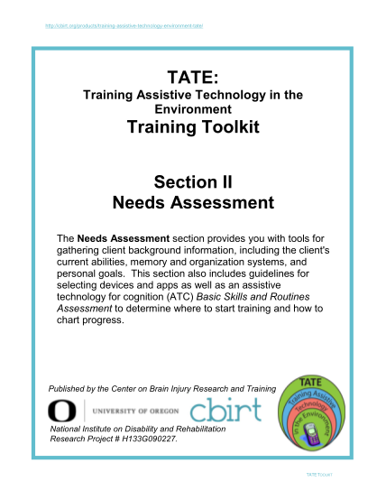 348772892-orgproductstrainingassistivetechnologyenvironmenttate-tate-training-assistive-technology-in-the-environment-training-toolkit-section-ii-needs-assessment-the-needs-assessment-section-provides-you-with-tools-for-gathering-client-media