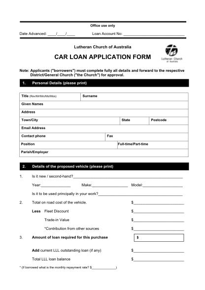 Printable Auto Loan Application Fill Online Printable Fillable 0515