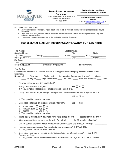 35218366-fillable-james-river-professional-liability-policy-form
