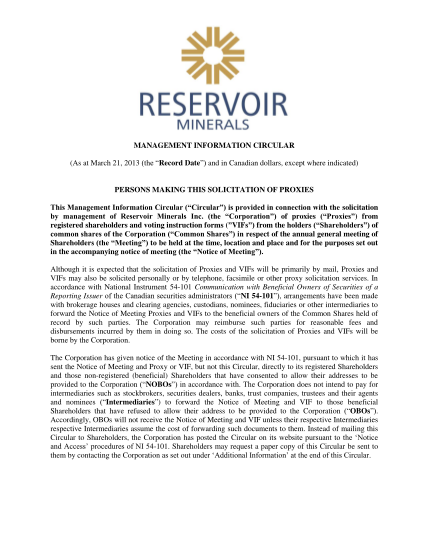 35288536-management-information-circular-reservoir-minerals