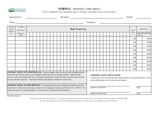 35976004-form-e-monthly-time-sheet-ecy-wa