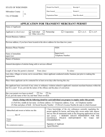 35997824-application-for-transient-merchant-permit-form-city-of-glendale-glendale-wi