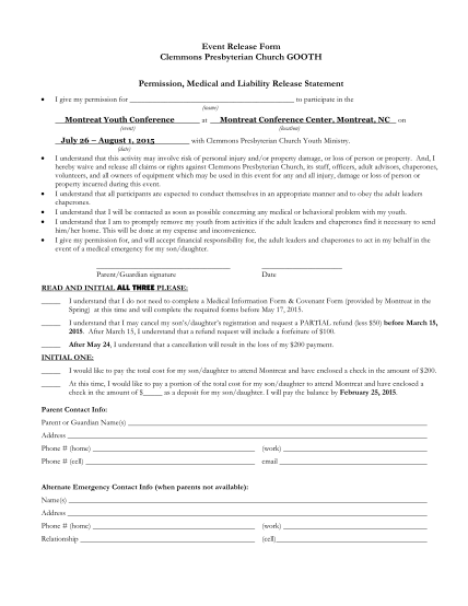 360036785-event-release-form-clemmons-presbyterian-church-gooth-permission-medical-and-liability-release-statement-i-give-my-permission-for-to-participate-in-the-name-montreat-youth-conference-event-july-26-august-1-2015-date-at-montreat