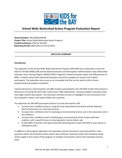 363001674-school-wide-watershed-action-program-evaluation-report-kidsforthebay
