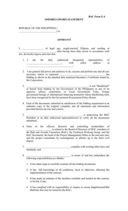 363255991-bac-form-g4-omnibus-sworn-statement-republic-of-the-philippines-ss-affidavit-i-of-legal-age-singlemarried-filipino-and-residing-at-after-having-been-duly-sworn-in-accordance-with-law-do-hereby-depose-and-state-that-1-hgc-gov