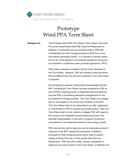 36331500-prototype-wind-ppa-term-sheet-puget-sound-energy