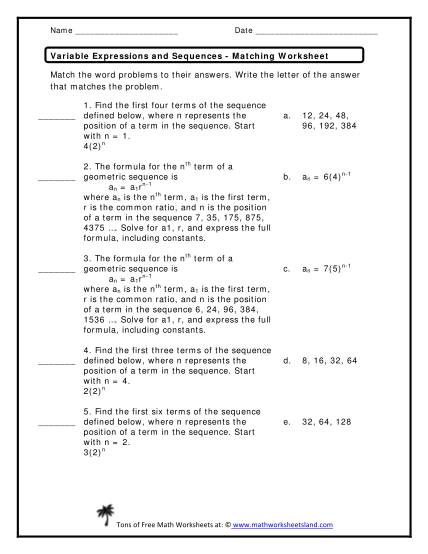 365227342-variable-expressions-and-sequences-matching-worksheet-math