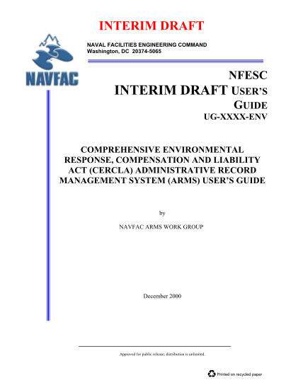 369440334-comprehensive-environmental-response-compensation-and-liability-act-cercla-administrative-record-management-system-arms-user-guide-interim-draft-a-guide-for-creating-and-maintaining-adminstrative-records-for-navy-activities-contains