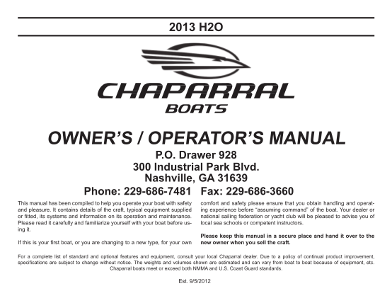 37046339-fillable-chaparral-h2o-owners-manual-form