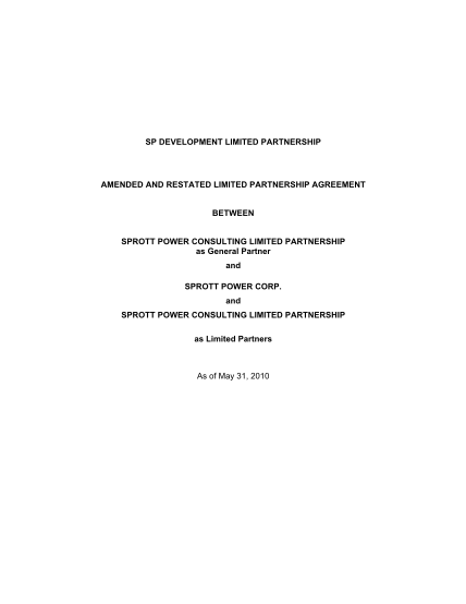 37069517-sp-development-limited-partnership-amended-and-restated-limited