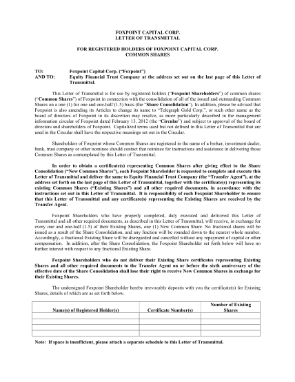 37069953-foxpoint-capital-corp-letter-of-transmittal-for