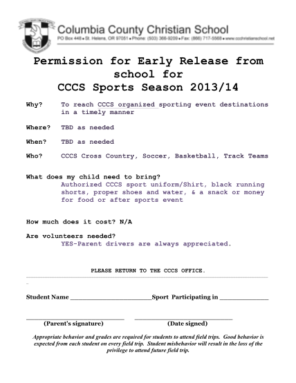 371586093-sports-early-release-from-school-permissionpdf-ccchristianschool