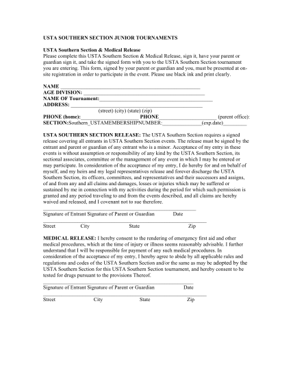37250110-fillable-usta-southern-medical-release-form