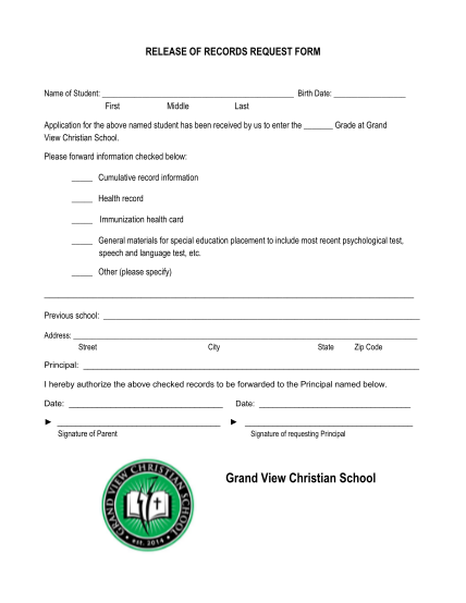 376066635-release-of-records-request-form-grand-view-christian-school-grandviewchristianschool