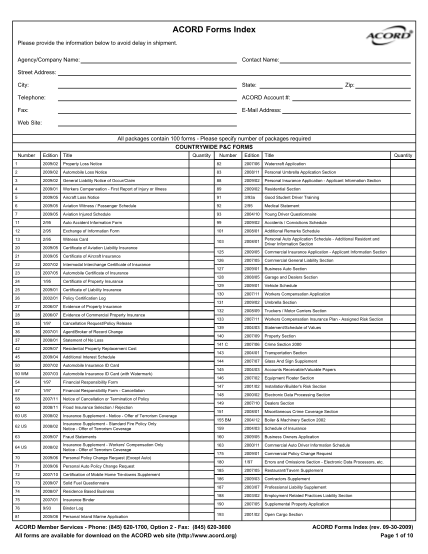 11 Acord Forms Index - Free to Edit, Download & Print | CocoDoc