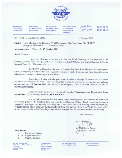 38083335-regional-atm-contingency-plan-invitation-letter-icao-icao