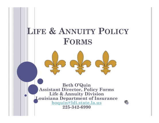 38252482-life-amp-annuity-form-filing-louisiana-department-of-insurance-ldi-state-la