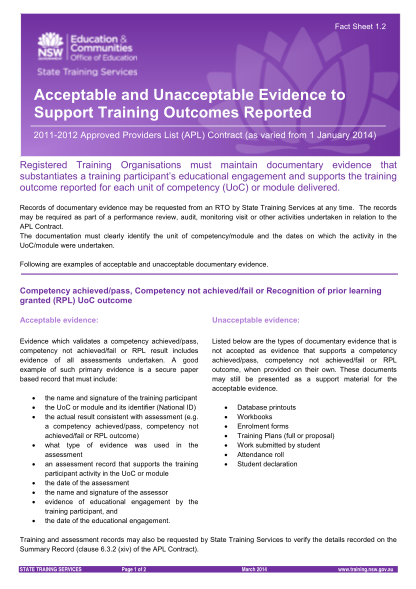 38281707-fact-sheet-12-acceptable-and-unacceptable-evidence-to-support-training-outcomes-reported-this-document-contains-the-printed-version-of-the-organisation-application-form