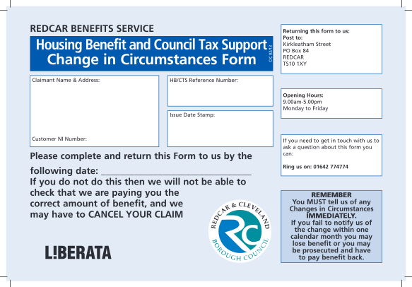 18 Change Circumstances Housing Benefit Form Free To Edit Download 