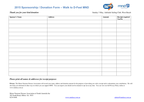 Sponsorship Donation Form Template