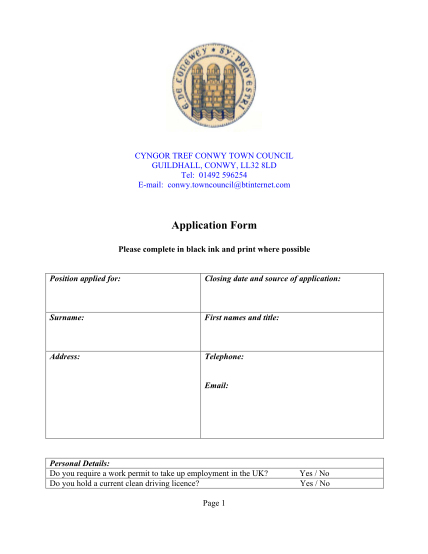 384286376-town-clerk-application-form-conwy-town-council-conwytowncouncil-gov