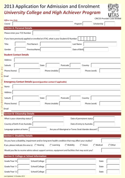 Common Application Form For College