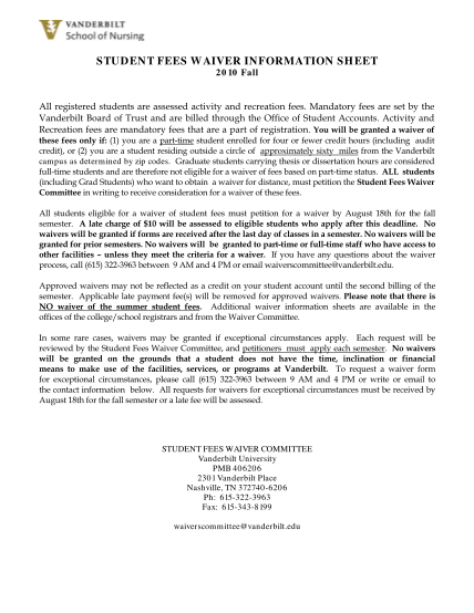 38511764-student-fees-waiver-information-sheet-vanderbilt-university-school-nursing-vanderbilt
