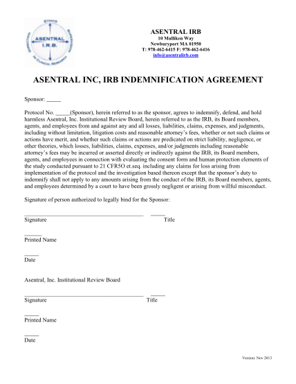 385403269-asentral-inc-irb-indemnification-agreement-asentral-irb