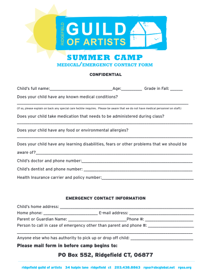 385931906-ridgefield-guild-of-artists-summer-camp-medicalemergency-contact-form-confidential-childs-full-name-age-grade-in-fall-does-your-child-have-any-known-medical-conditions-rgoa