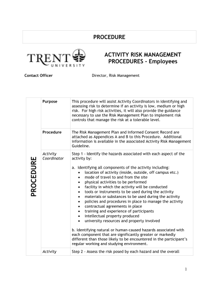 38613789-activity-risk-management-procedure-and-forms-trentu