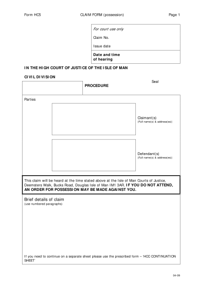 38642168-hc5-possession-claim-form-isle-of-man-courts-of-justice