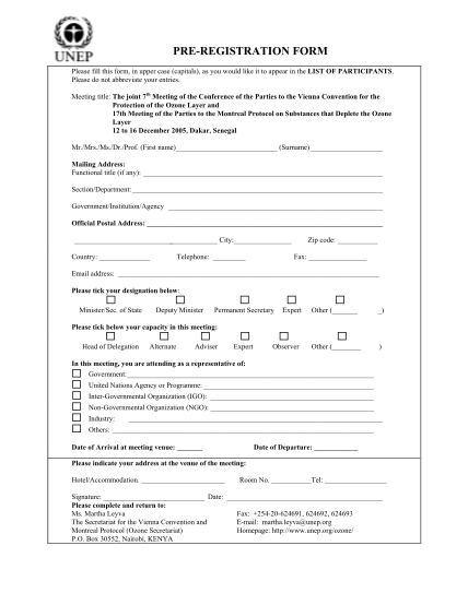 38792189-pre-registration-form-pdf-ozone-secretariat-unep-ozone-unep