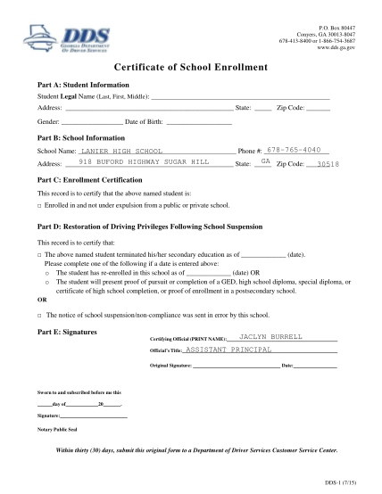 388205598-dds-certificate-of-school-enrollmentds-1pdf-lanier-high-school-lanierhs