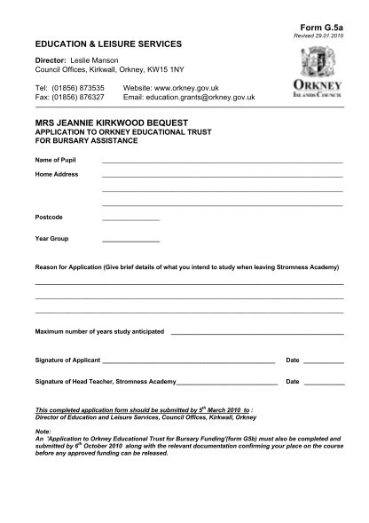 38926769-g5a-kirkwood-bequest-initial-application-orkney-islands-council-orkney-gov