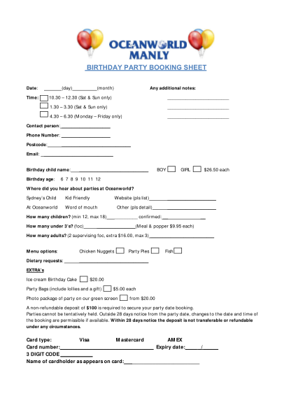 389276970-birthday-party-booking-sheet-manly-sea-life-sanctuary