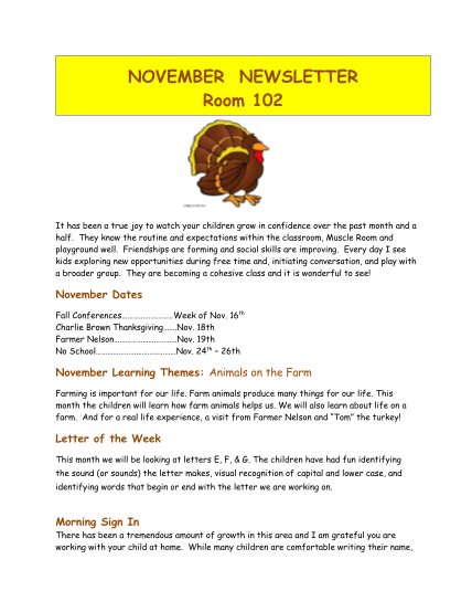 Free Letter Writing Template For November - Free4Classrooms