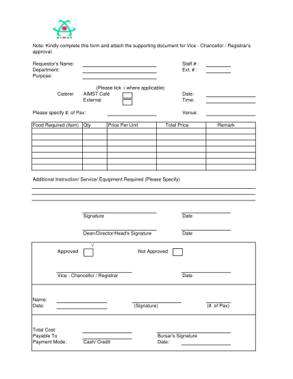 39105433-food-catering-and-food-supplies-request-form-aimst-university