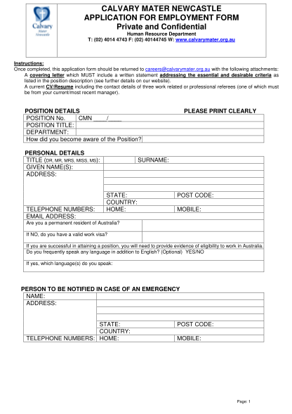 391304005-calvary-mater-newcastle-application-for-employment-form-jobs-shpa-org