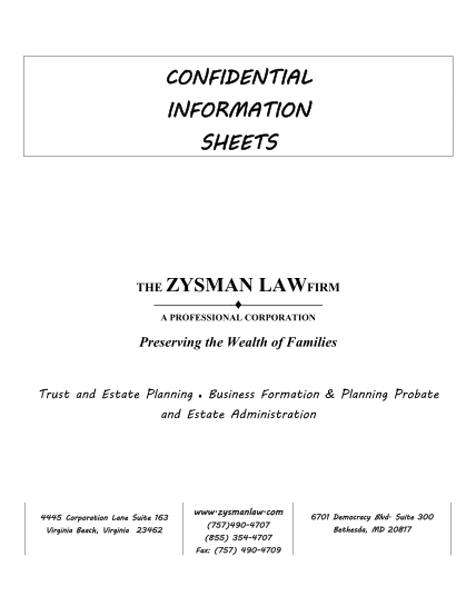 391422117-confidential-information-sheets-the-zysman-lawfirm