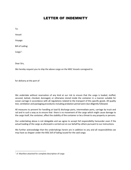 25 Indemnity Letter Page 2 Free To Edit Download And Print Cocodoc 9503