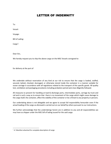 25 Indemnity Letter Page 2 Free To Edit Download And Print Cocodoc