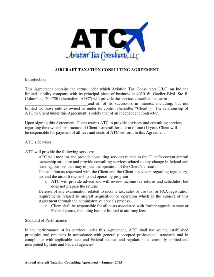 392723005-aircraft-taxation-consulting-agreement