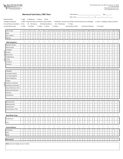 Menstrual Cycle Diary Bbt Chart Printable Pdf Downloa 0012