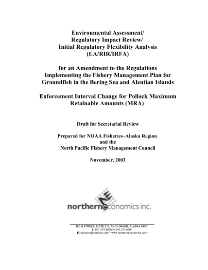 39394440-earirirfa-for-an-enforcement-interval-change-for-pollock-maximum-retainable-amounts-mra-environmental-assessmentregulatory-impact-reviewinitial-regulatory-flexibility-analysis-for-an-amendment-to-the-regulations-implementing-the-fmp-f