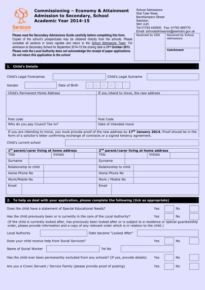 39422928-admissions-secondary-schools-application-form-2014-15pdf-swindon-gov